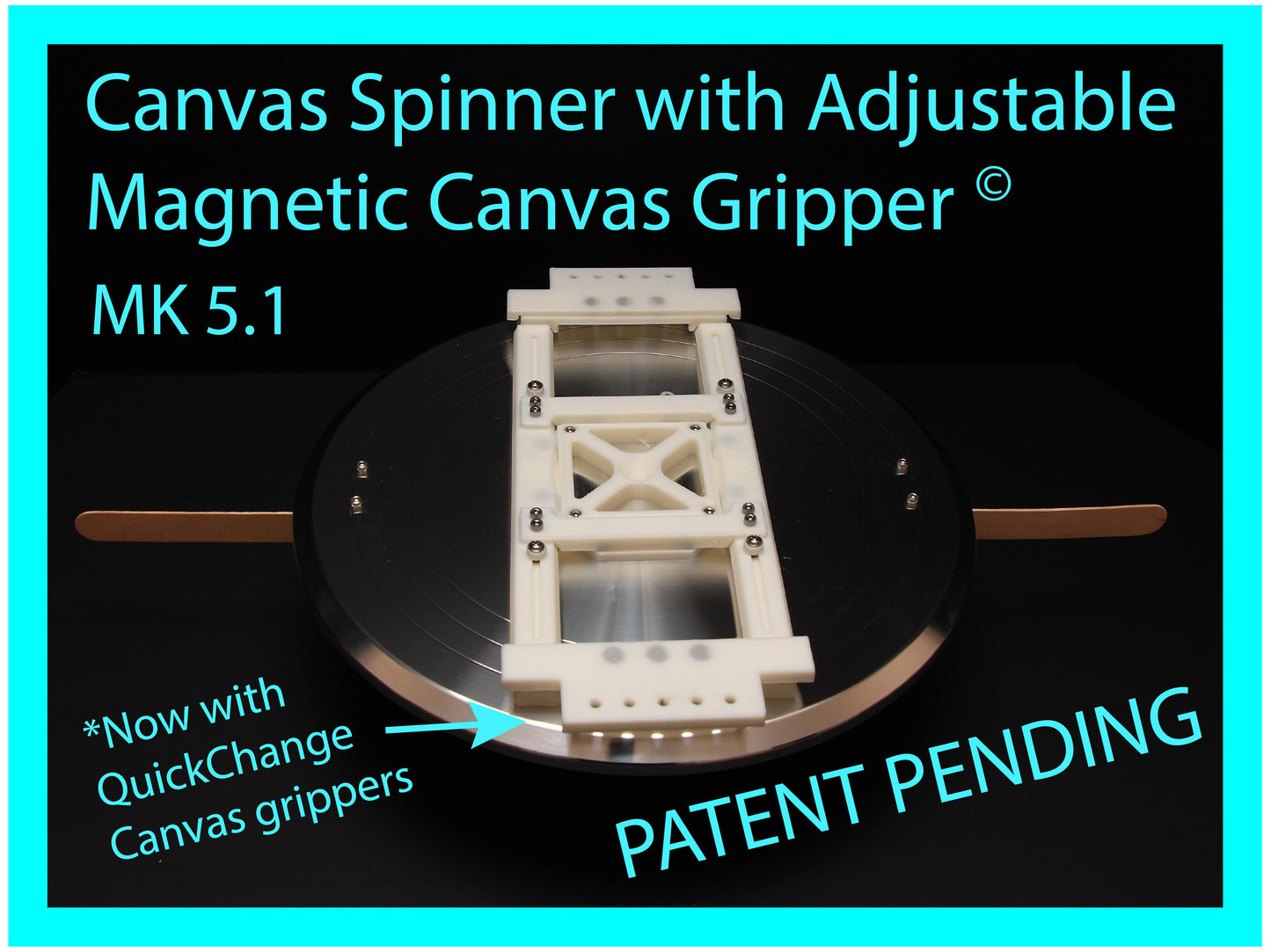 Manual Canvas Spinner (NOT Motorized) with Adjustable Magnetic Canvas Gripper Lazy Susan