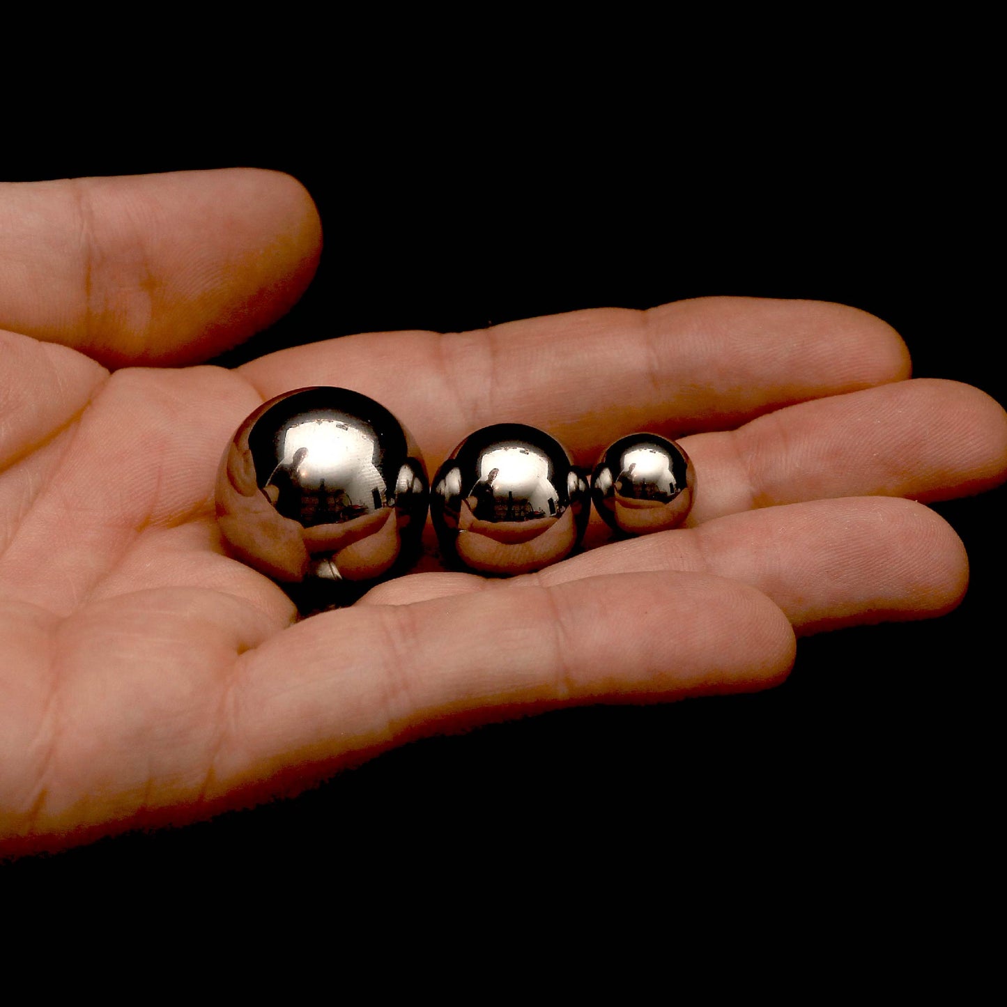 Chrome Steel Marbles Set of 3